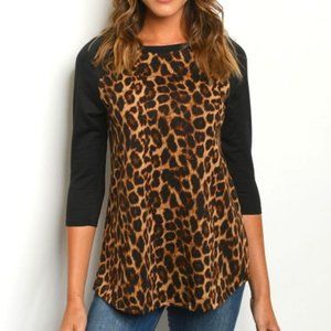 NWT *BOUTIQUE* PERFECT for FALL!!! 3/4 Sleeve ANIMAL PRINT RAGLAN